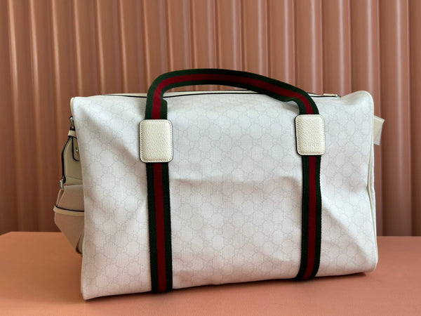 Gucci Travel Bag White Red Canvas 239930