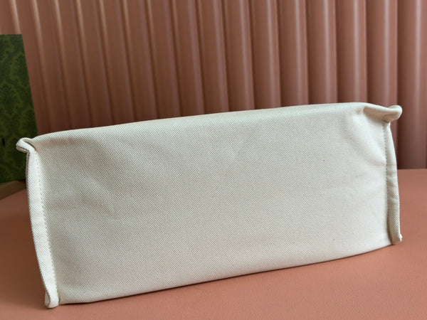 Gucci Medium Tote Bag Brown White Leather Canvas 248187