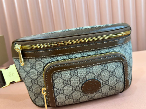 Gucci Interlocking G belt bag Brown mix Ebony Leather Canvas 248164