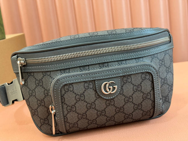 Gucci Interlocking G belt bag Gray Leather Canvas 248165