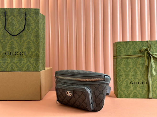 Gucci Interlocking G belt bag Gray Leather Canvas 248165
