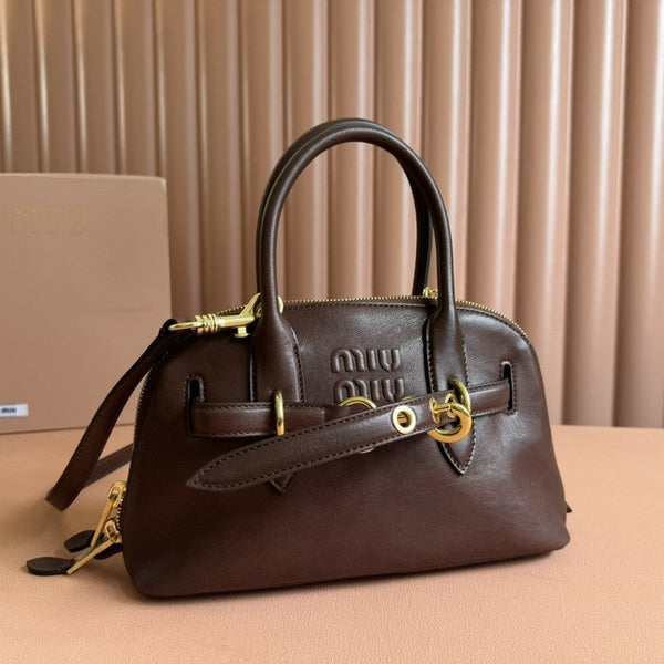 Briarwood Aventure Nappa Leather Top-handle Bag 28cm Chocolate 231055