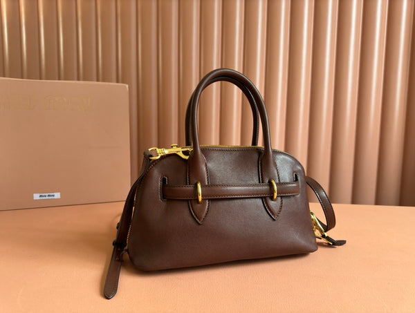 Briarwood Aventure Nappa Leather Top-handle Bag 28cm Chocolate 231055