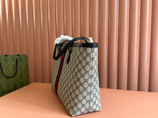 Gucci Ophidia 38cm Bag Ebony Black Leather Canvas 244456