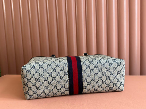 Gucci Ophidia 38cm Bag Ebony Black Leather Canvas 244456