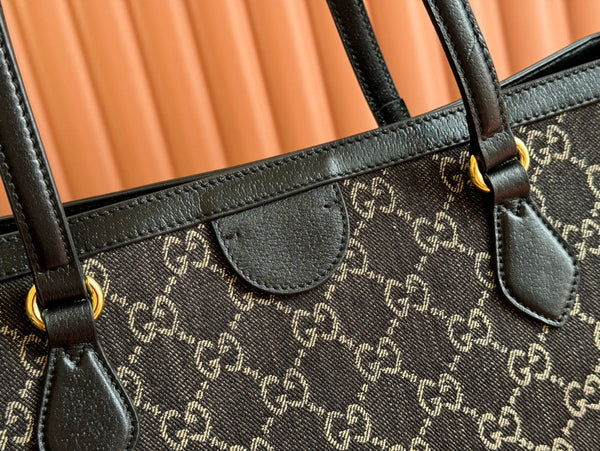 Gucci Ophidia 38cm Bag Black Leather Canvas 244459