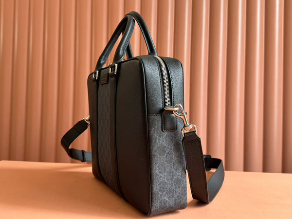 Gucci Briefcase 36.5cm Black Leather Canvas 239949