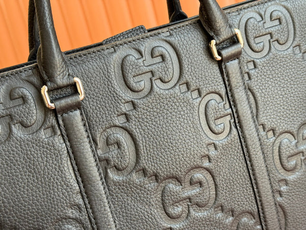 BORSA TOTE SUPER MEDIA 42 IN PELLE DI VITELLO GOFFRATA NERA CON FERRAMENTA ORO