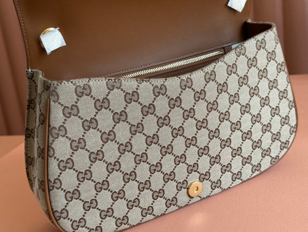 Gucci Blondie 32 Bag Brown Beige Leather Canvas 239899