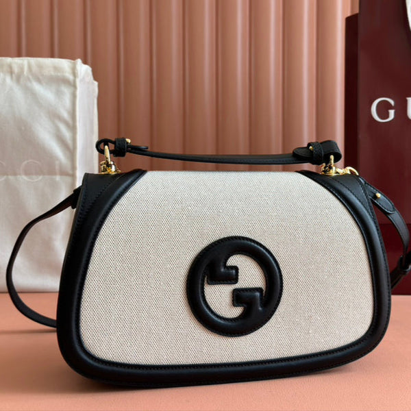 Gucci Blondie 32 Bag Black White Leather Canvas 239898