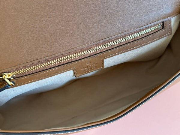 Gucci Blondie 32 Bag Brown White Leather Canvas 239897