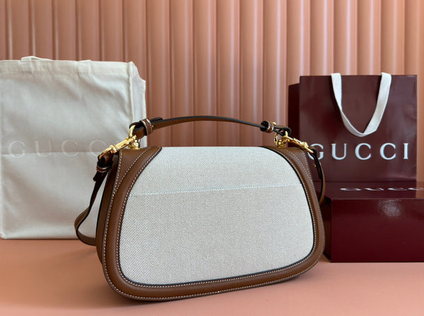 Gucci Blondie 32 Bag Brown White Leather Canvas 239897