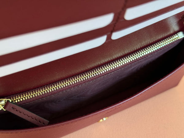 Gucci Horsebit 1995 Chain Wallet Beige mix Rosso Ancora red Canvas 244278