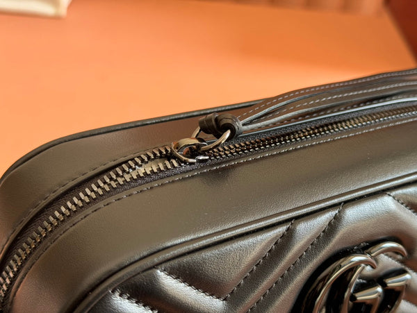 Borsa Gucci GG Marmont 24 in pelle di vitello nera 248345