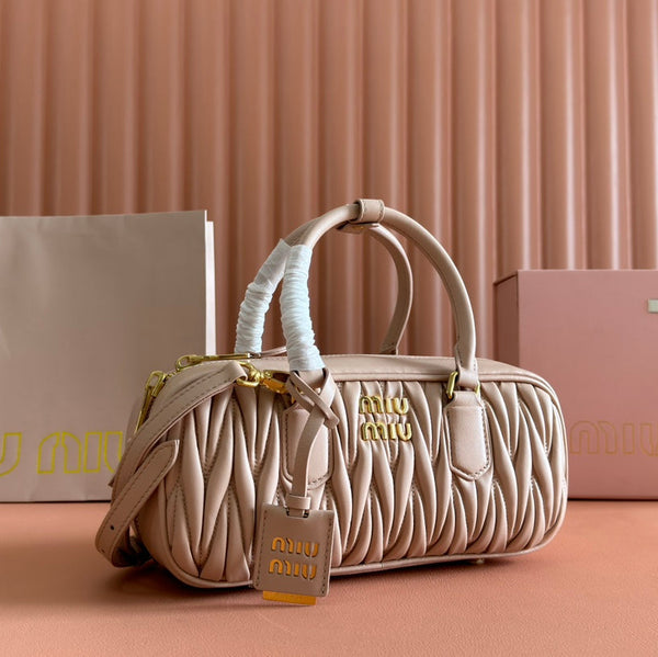 BORSA TRAPUNTATA ARCADIE 27 IN PELLE DI AGNELLO BEIGE MISCHKA