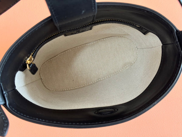Gucci 73 Mini Bucket Bag Black White Leather Canvas 239679
