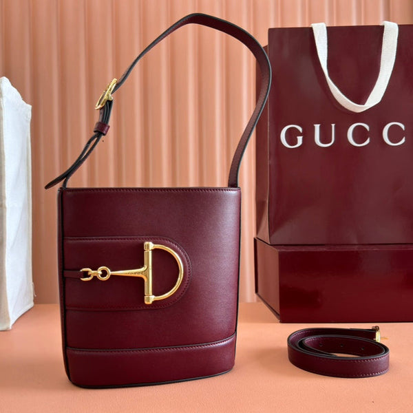 Gucci 73 Mini Bucket Bag Rosso Ancora Red Smooth Leather 239681