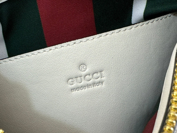 Gucci Ophidia 24.5cm Bag Beige White Canvas 239670