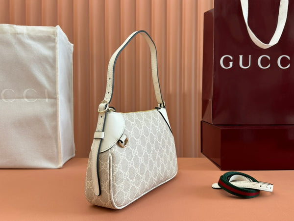 Gucci Ophidia 24.5cm Bag Beige White Canvas 239670