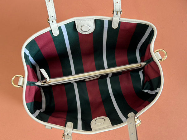 Borsa Gucci Ophidia 31cm in tela beige bianca 239666