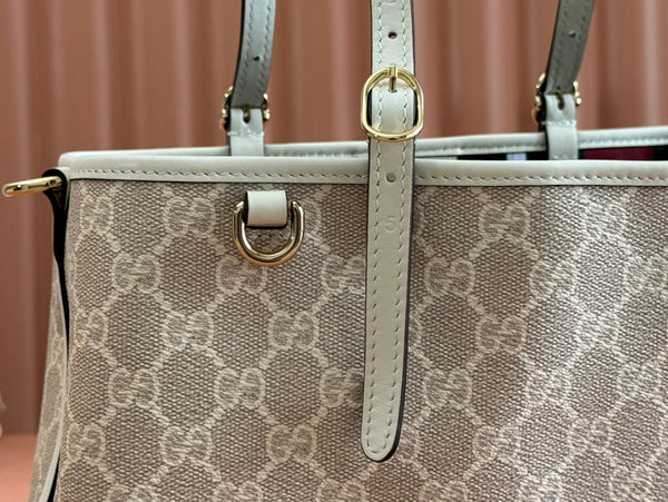Borsa Gucci Ophidia 31cm in tela beige bianca 239666