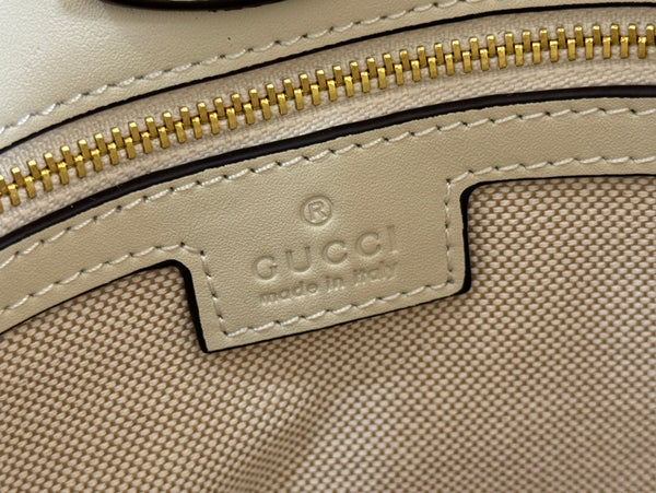 Gucci 73 Mini Bucket Bag White Smooth Leather 244429