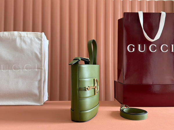 Gucci 73 Mini Bucket Bag Green Smooth Leather 244430