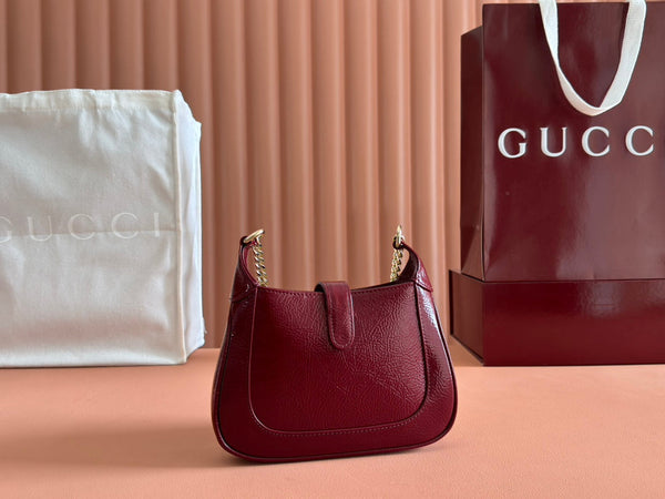 Gucci Jackie Notte Bag Rosso Ancora Red Patent Leather 248415