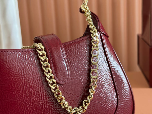 Gucci Jackie Notte Bag Rosso Ancora Red Patent Leather 248415