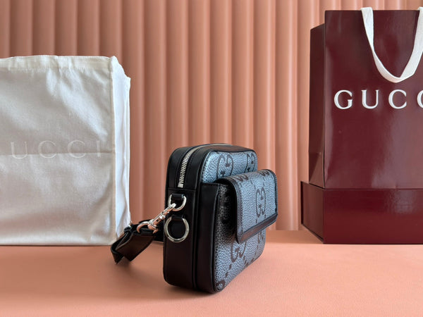 Gucci Waistbag Grey mix Black Leather 248428