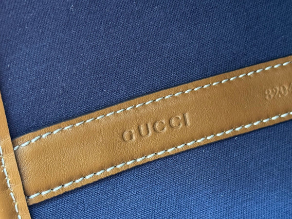 Borsa Gucci Totissima 30,5 cm in pelle blu mix marrone denim 248433