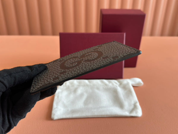 Gucci Card Wallet Grey mix Black Leather 248421