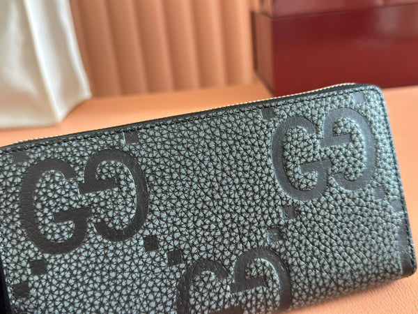 Gucci Long Wallet Grey mix Black Leather 248424