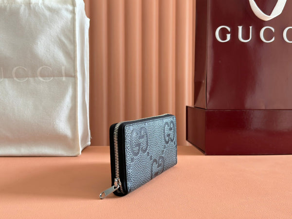 Gucci Long Wallet Grey mix Black Leather 248424