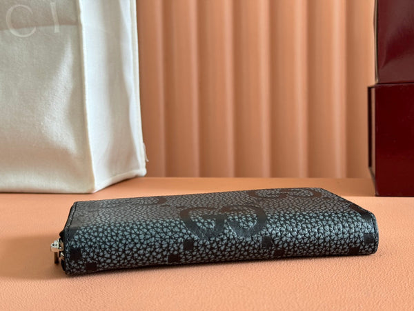 Gucci Long Wallet Grey mix Black Leather 248424