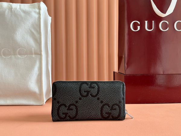 Gucci Long Wallet Grey mix Black Leather 248424