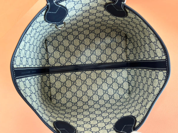 Gucci Totissima Tote Bag Dark Blue Denim Leather