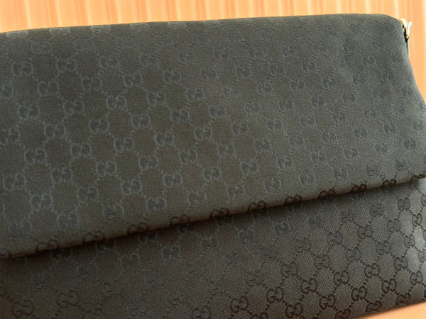 Gucci 36cm Bag Black Canvas Leather 248456