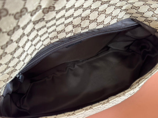 Borsa Gucci 36cm Beige Marrone mix Nero Tela Pelle 248455