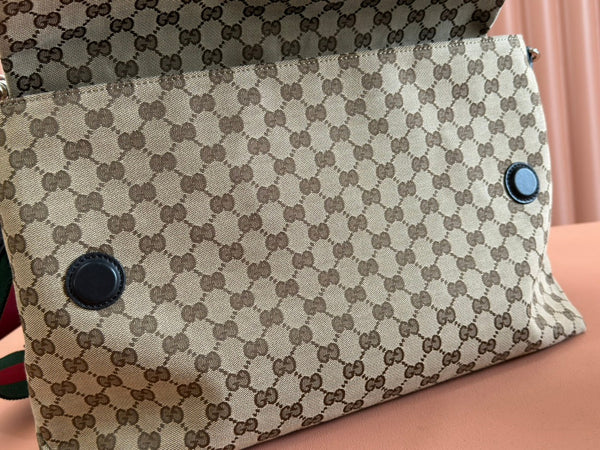 Borsa Gucci 36cm Beige Marrone mix Nero Tela Pelle 248455