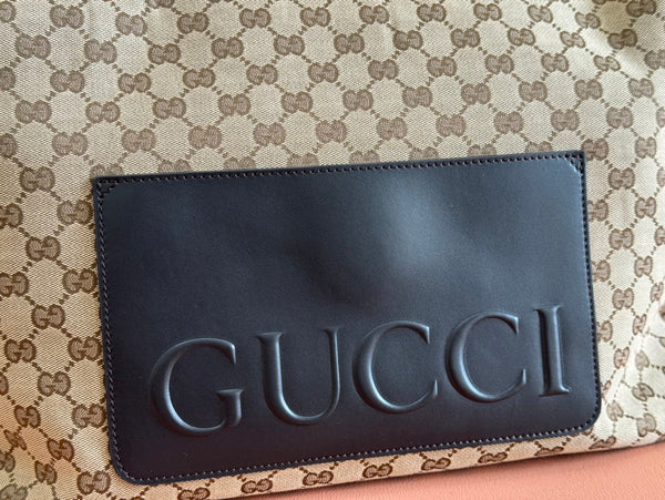Borsa Gucci 36cm Beige Marrone mix Nero Tela Pelle 248455