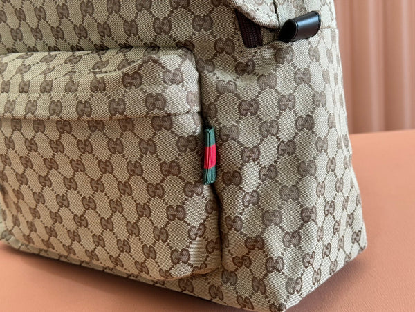 Gucci Backpack Beige mix Brown Canvas Leather 248446