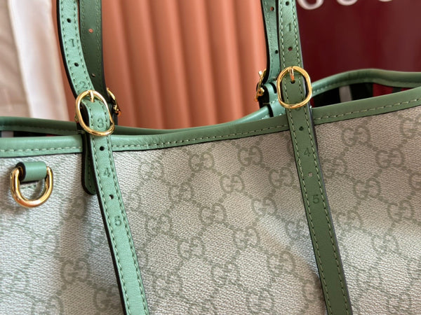 Gucci Ophidia 31cm Bag Green Canvas 244368