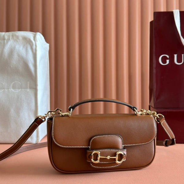 Borsa Gucci Horsebit 1995 in pelle di vitello marrone