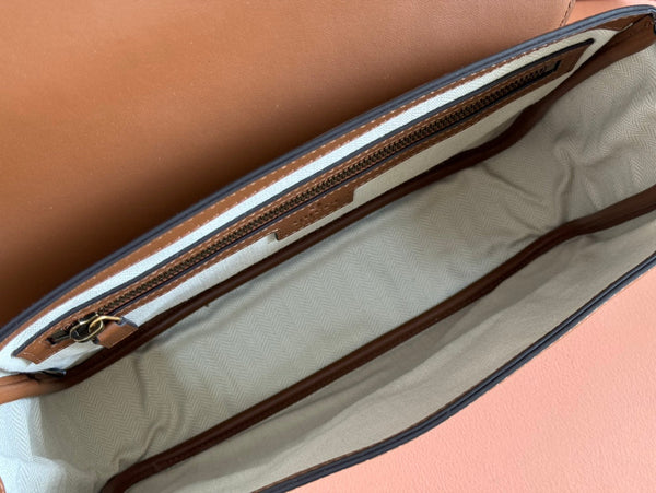 Gucci Emblem Crossbody Bag Brown Calfskin 248360