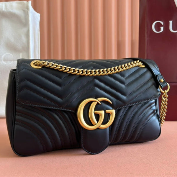 Borsa Gucci GG Marmont 31 in pelle di vitello nera 248223