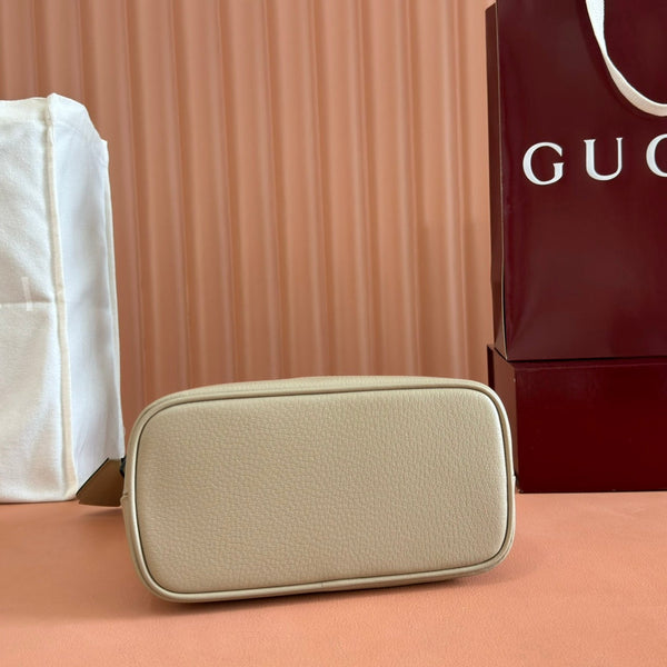 Borsa Gucci Ophidia 23cm Beige Bianco Tela Pelle 248271