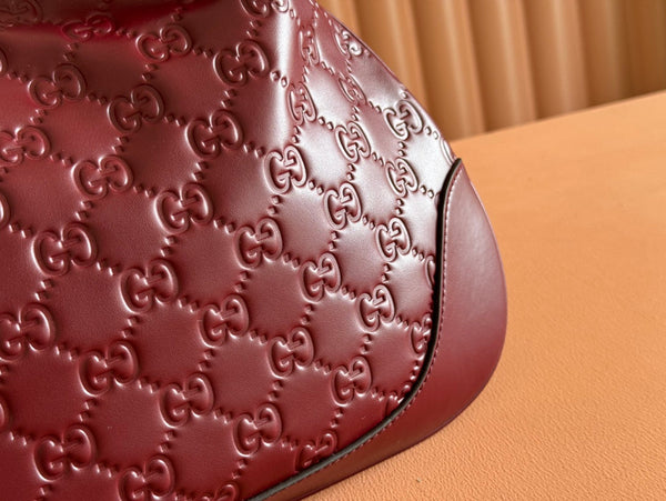 Gucci Body Double Lock Handbag Rosso Ancora Red Embossed Leather 248136