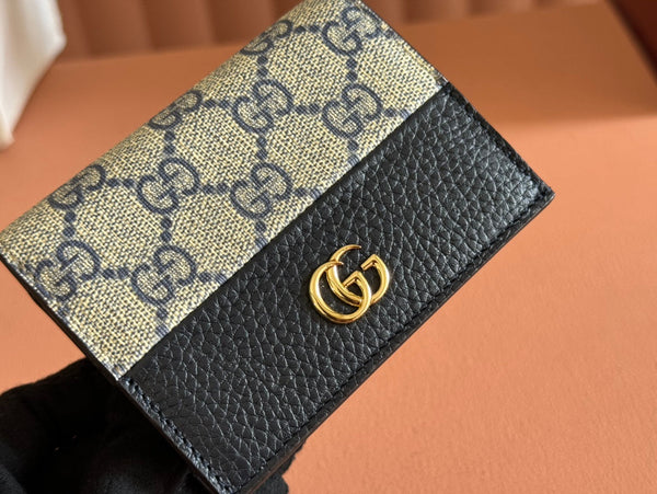 Gucci Marmont Wallet Ebony Blue Black Canvas Leather 250958