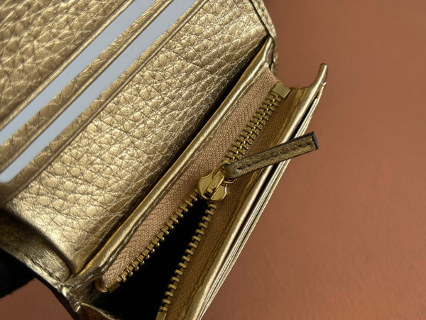 Gucci Marmont Wallet Ebony mix Gold Canvas Leather 250961